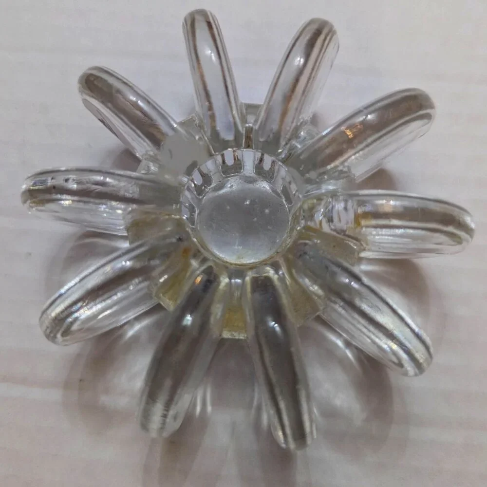 ROSENTHAL Glass MCM candle holder coin shape circle burst 4x4 inch ** PLS READ**